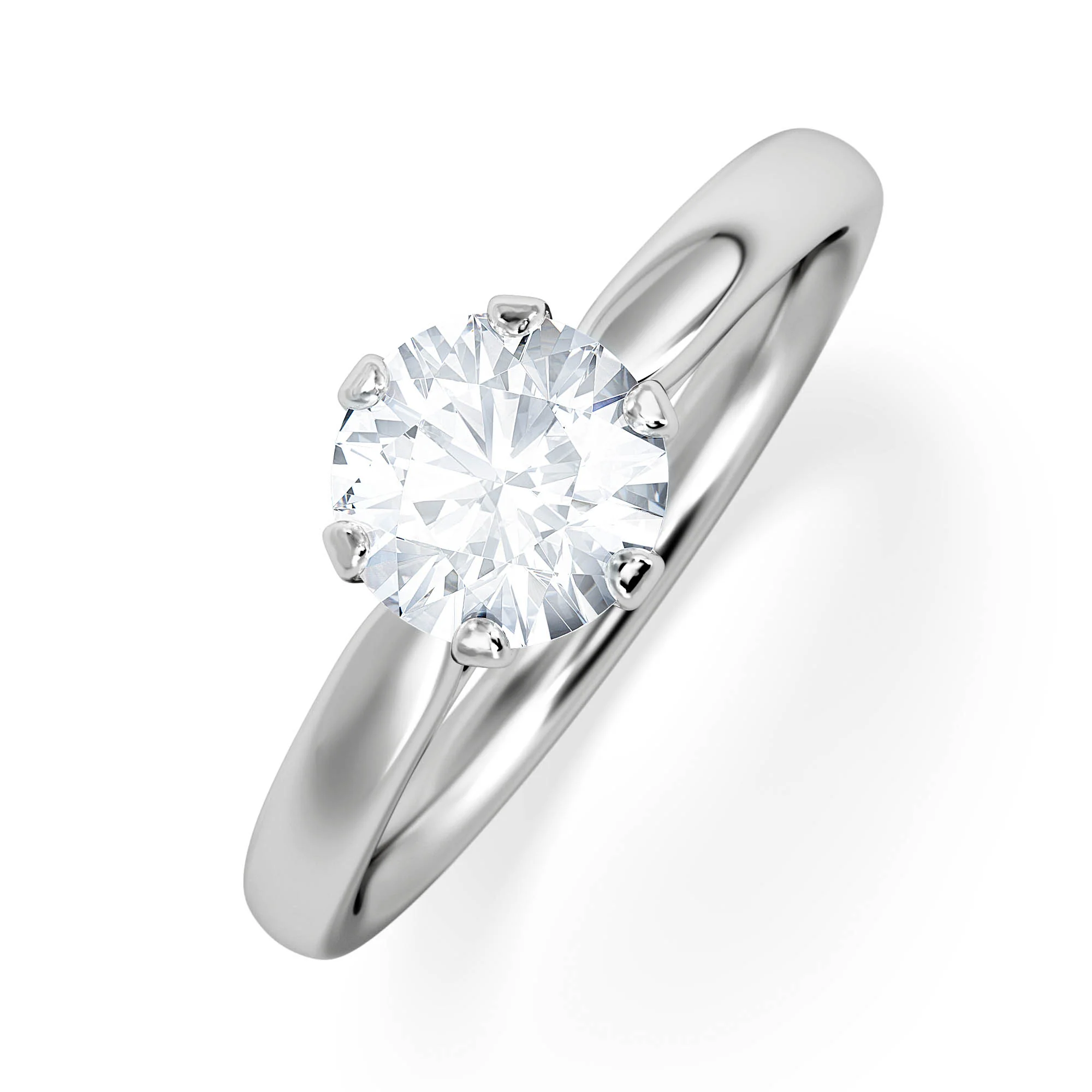 1 Carat Diamond Engagement Ring Low Set Chloe Lab F/VS1 18K White Gold