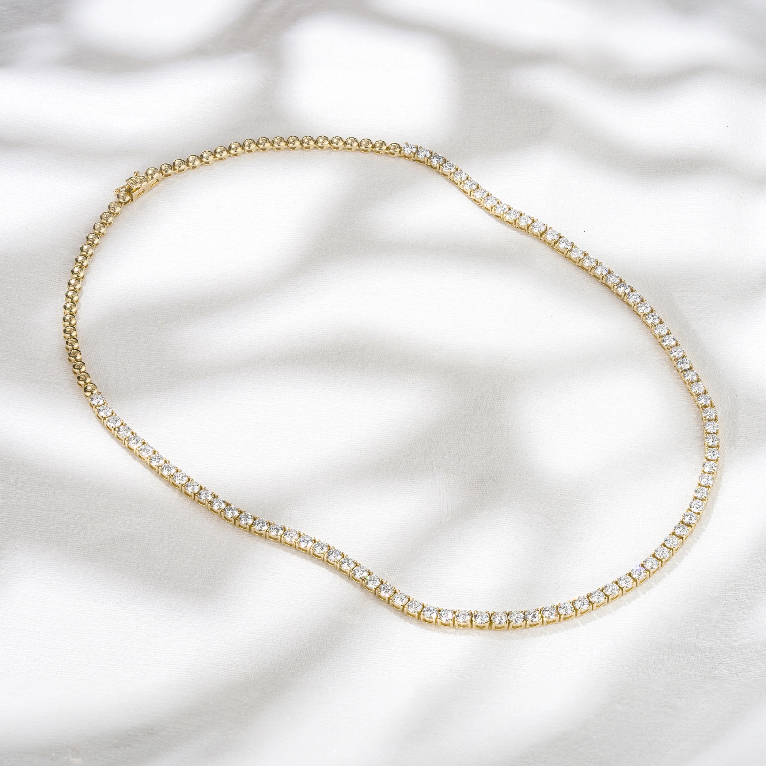 10.00ct Lab Diamond Tennis Necklace 3/4 Set in 9K Yellow Gold F/VS - Image 2