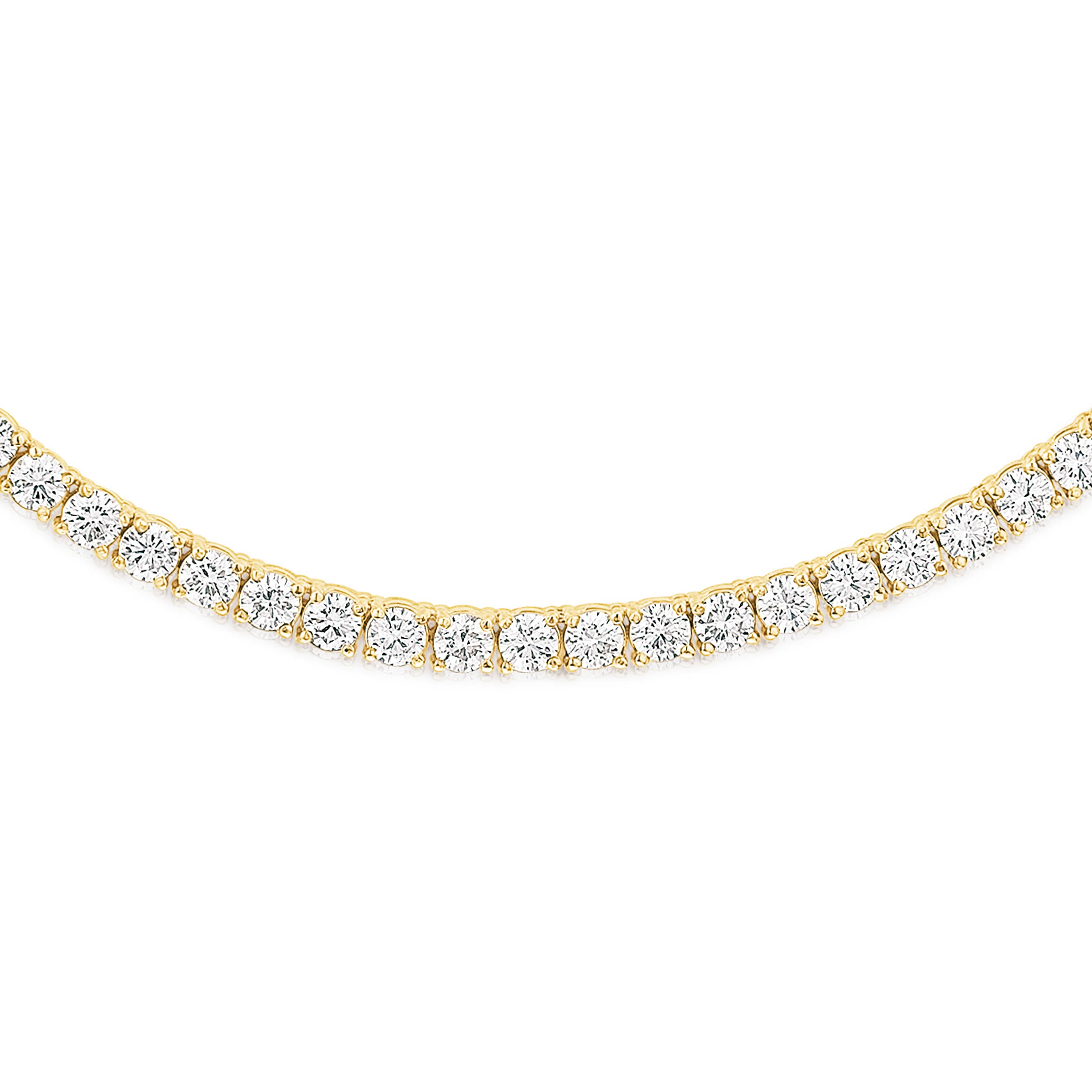 10.00ct Lab Diamond Tennis Necklace 3/4 Set in 9K Yellow Gold F/VS - Image 3