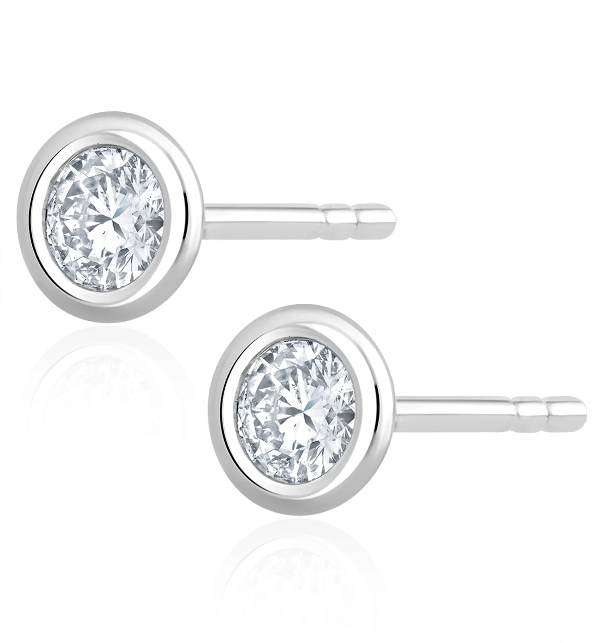 1.00ct Lab Diamond Rub Over Stud Earrings in 9K White Gold - 7.8mm - Image 2