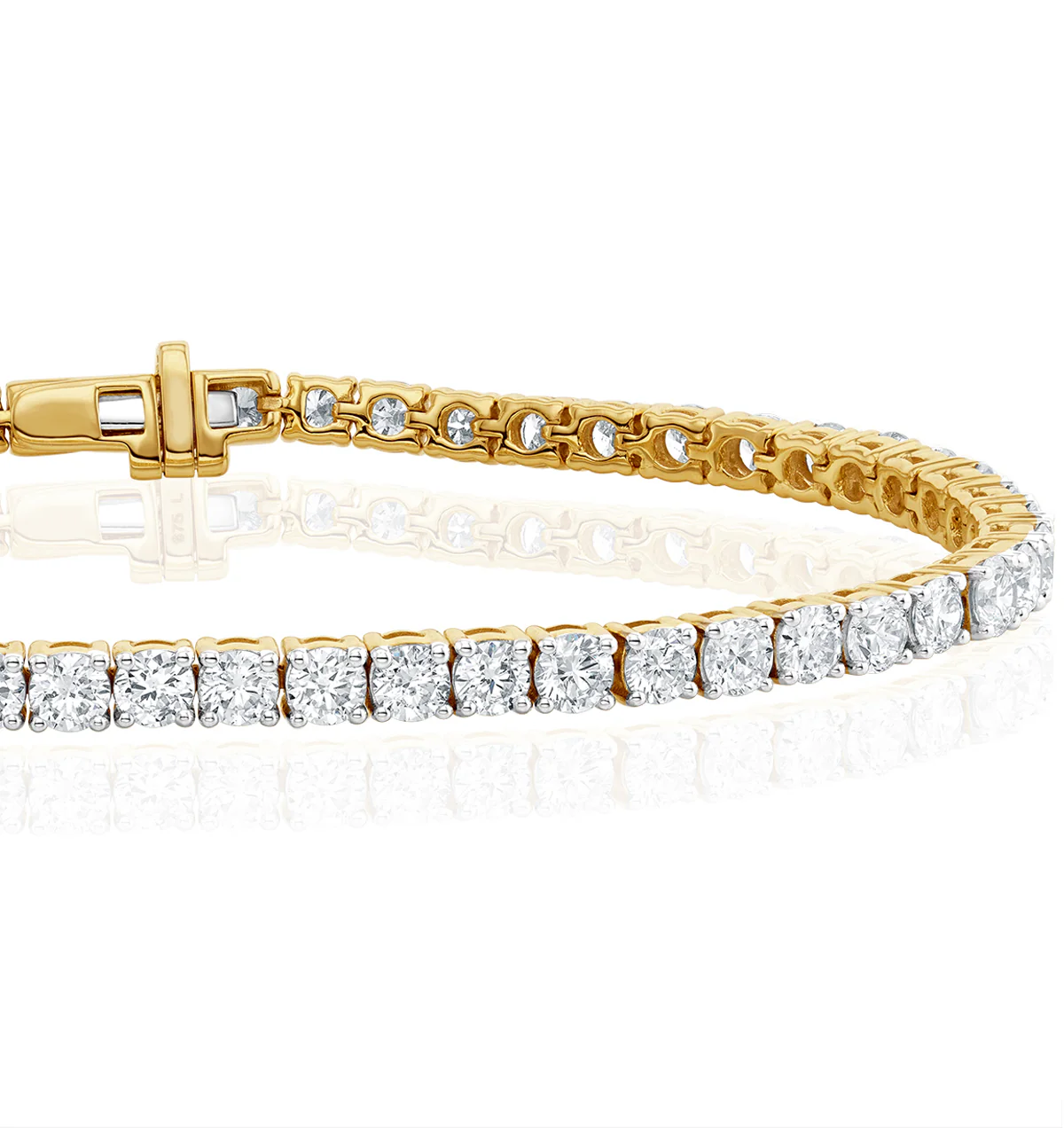 10ct Lab Diamond Tennis Bracelet Claw Set in 9K Yellow Gold - Image 3