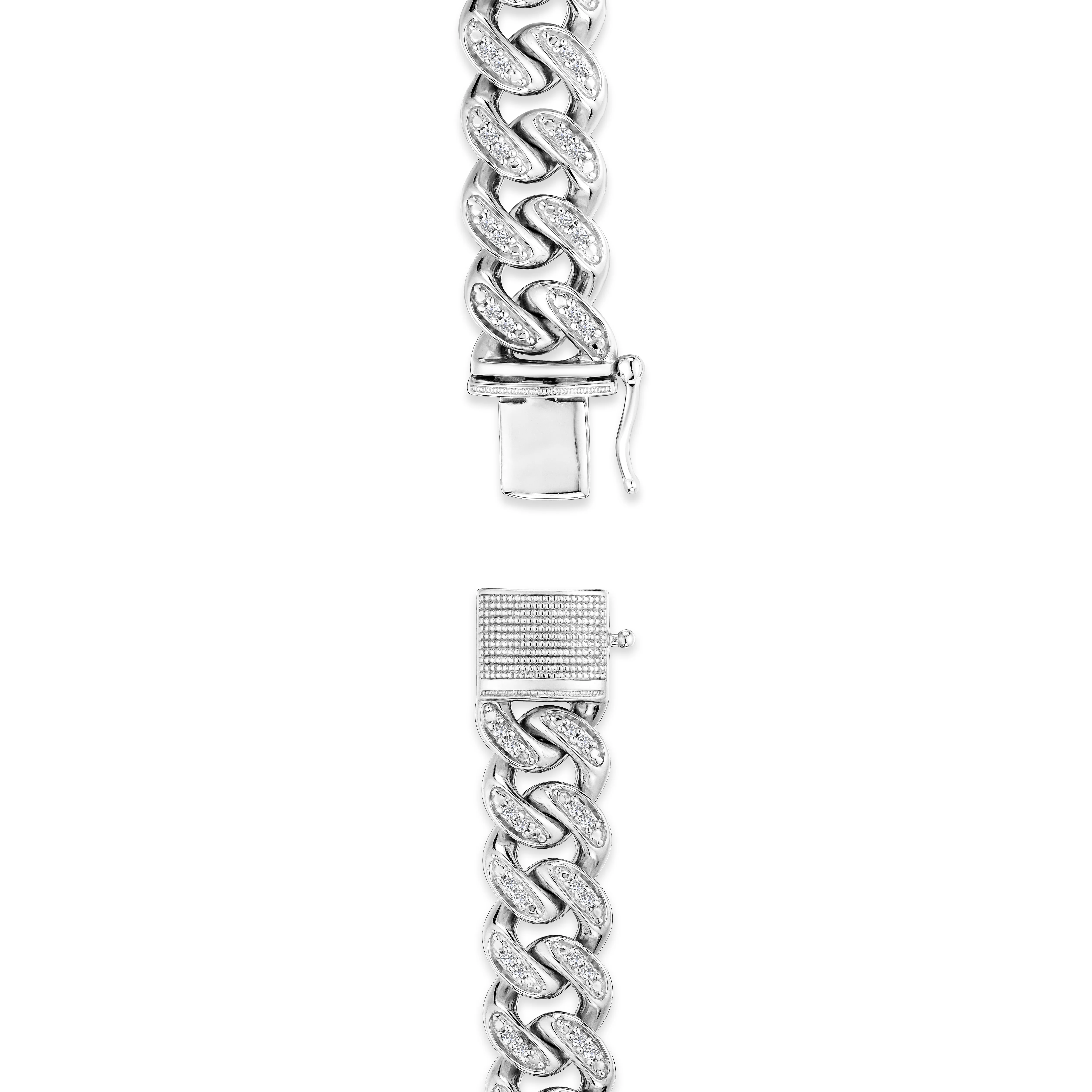 1.20CT Mens Lab Diamond Cuban Link Bracelet in Sterling Silver - Image 4