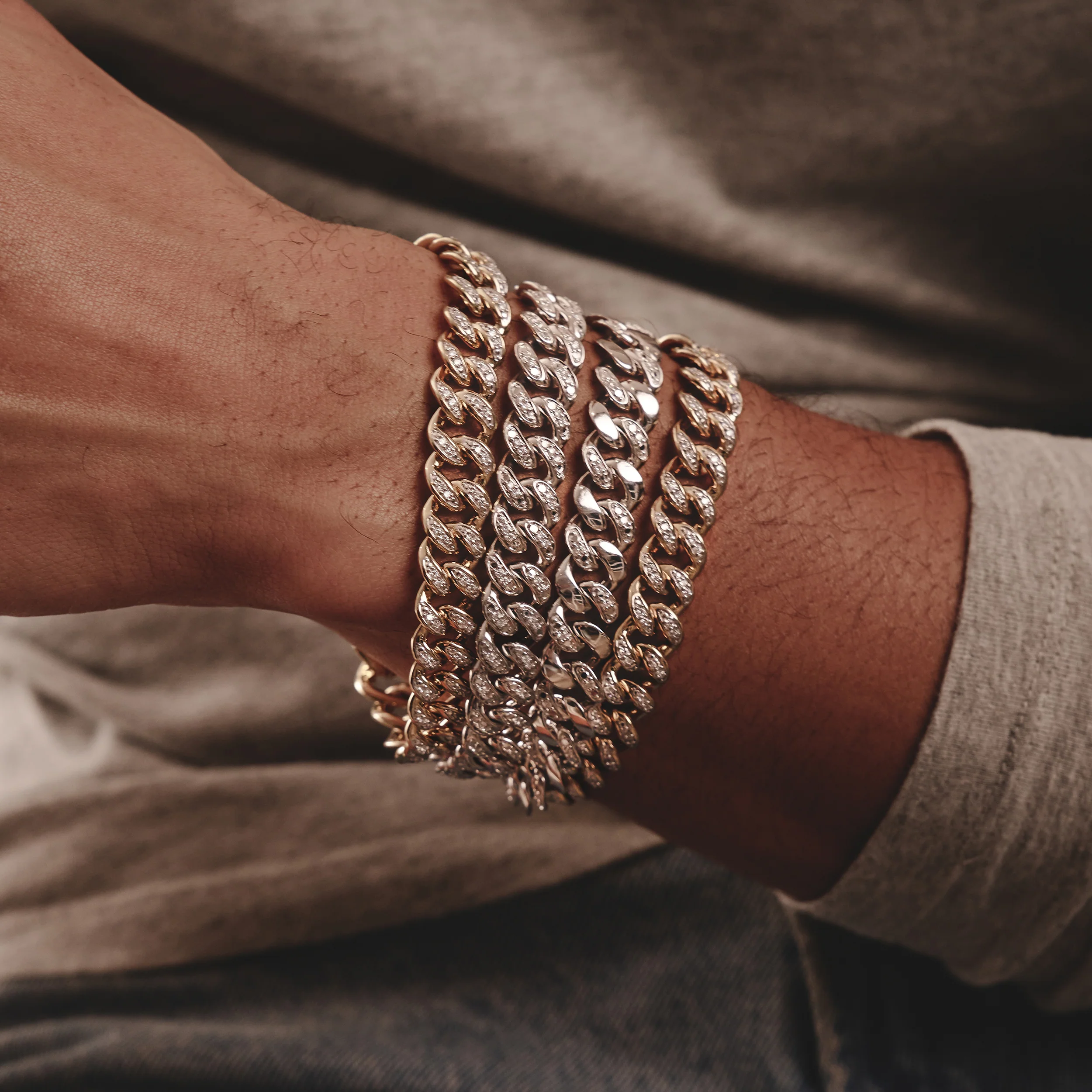 1.20CT Mens Lab Diamond Cuban Link Bracelet in Sterling Silver - Image 5