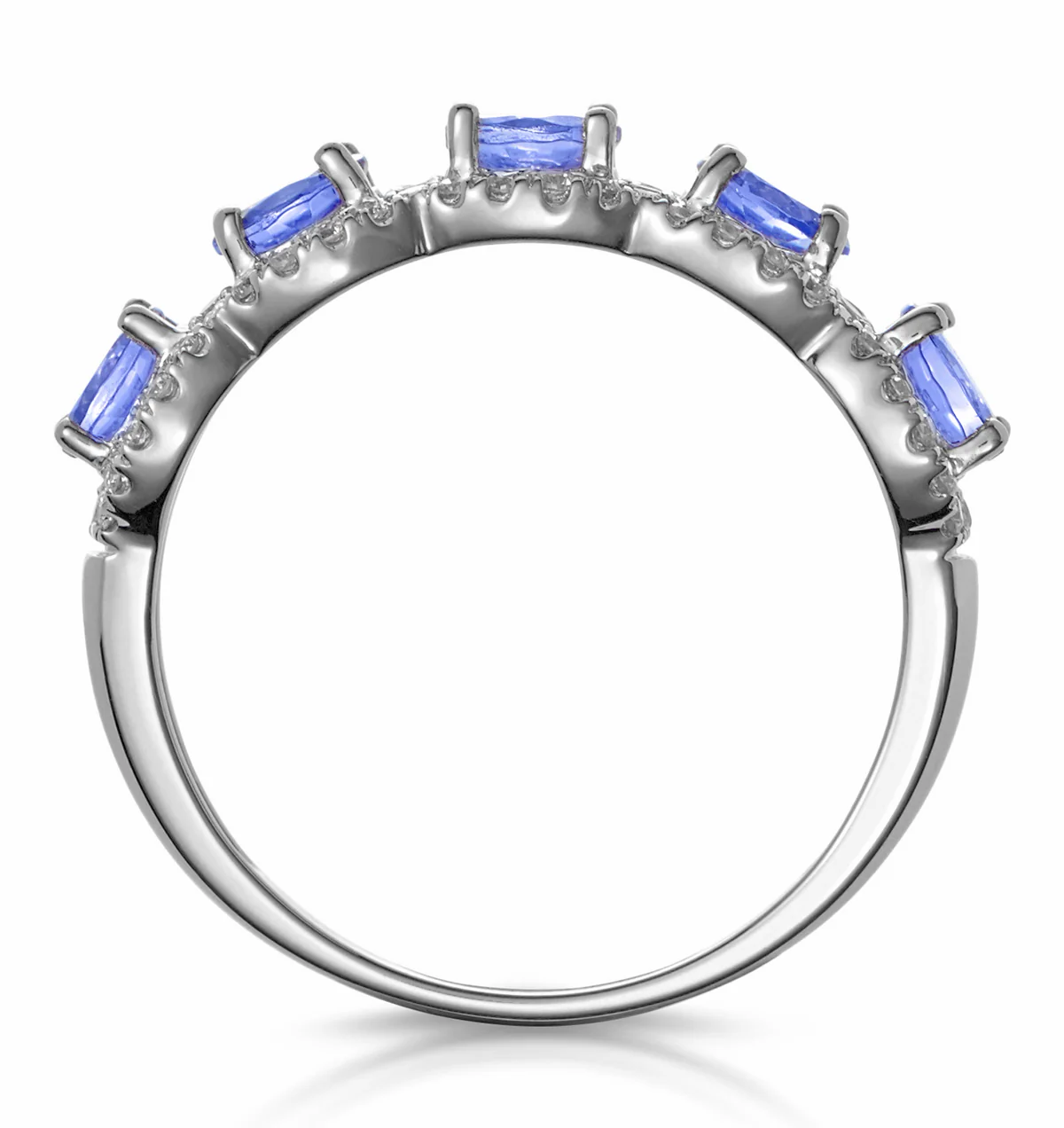 1.20ct Tanzanite Asteria Eternity Halo Diamond Ring in 18K White Gold - Image 3