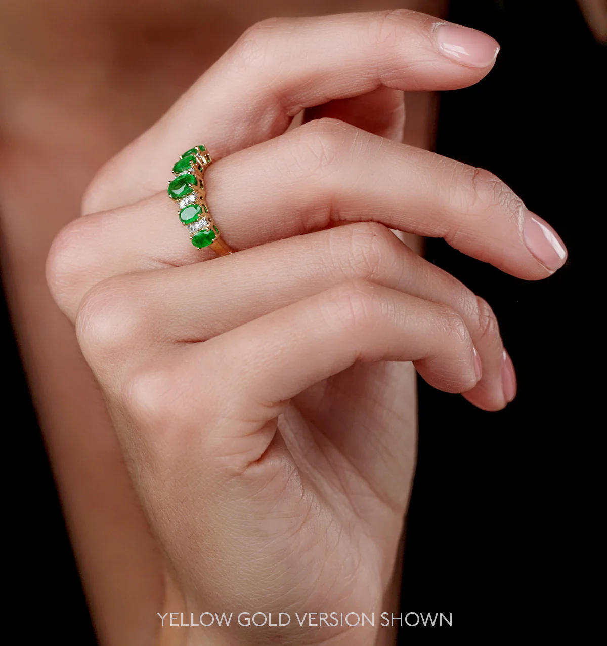 1.30ct Emerald and Lab Diamond Eternity Ring 9K White Gold - Asteria - Image 2