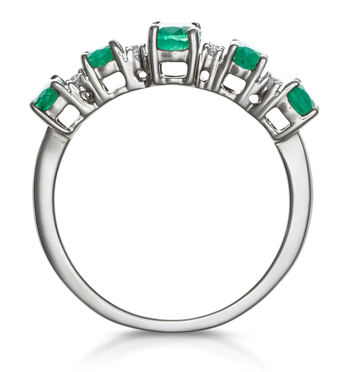 1.30ct Emerald and Lab Diamond Eternity Ring 9K White Gold - Asteria - Image 3