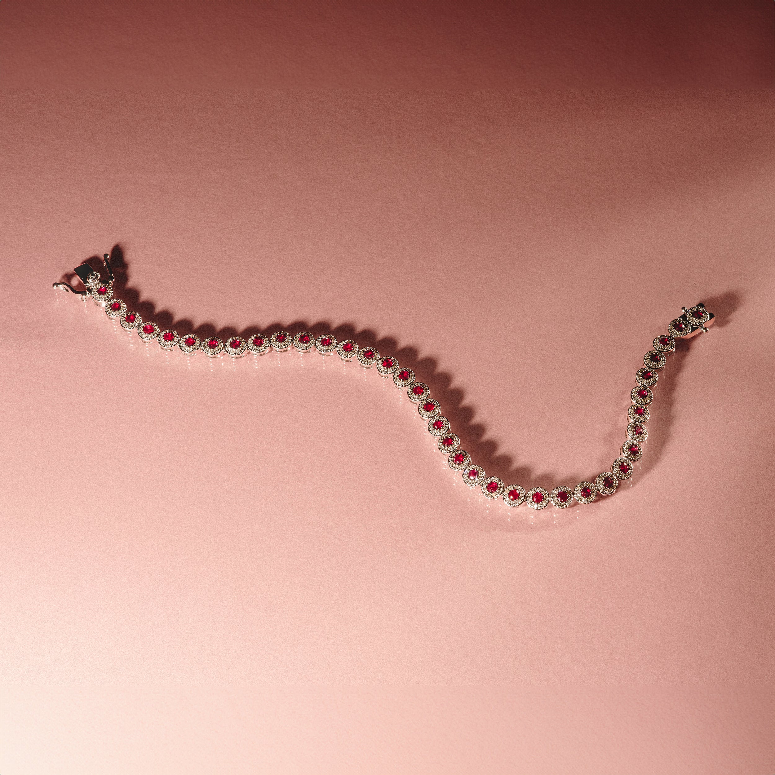 1.36ct Ruby and 1ct Diamond Stellato Bracelet in 9K White Gold - Image 5