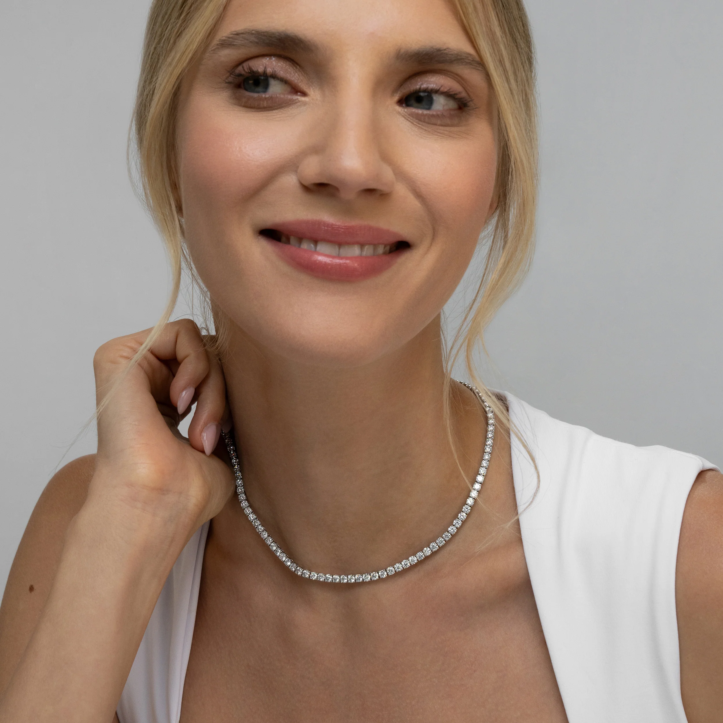 15.00ct Lab Diamond Tennis Necklace 3/4 Set in 9K White Gold F/VS - Image 2