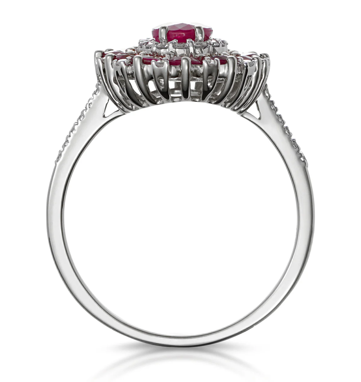 1.55ct Ruby Asteria Collection Diamond Halo Ring in 18K White Gold - Image 2