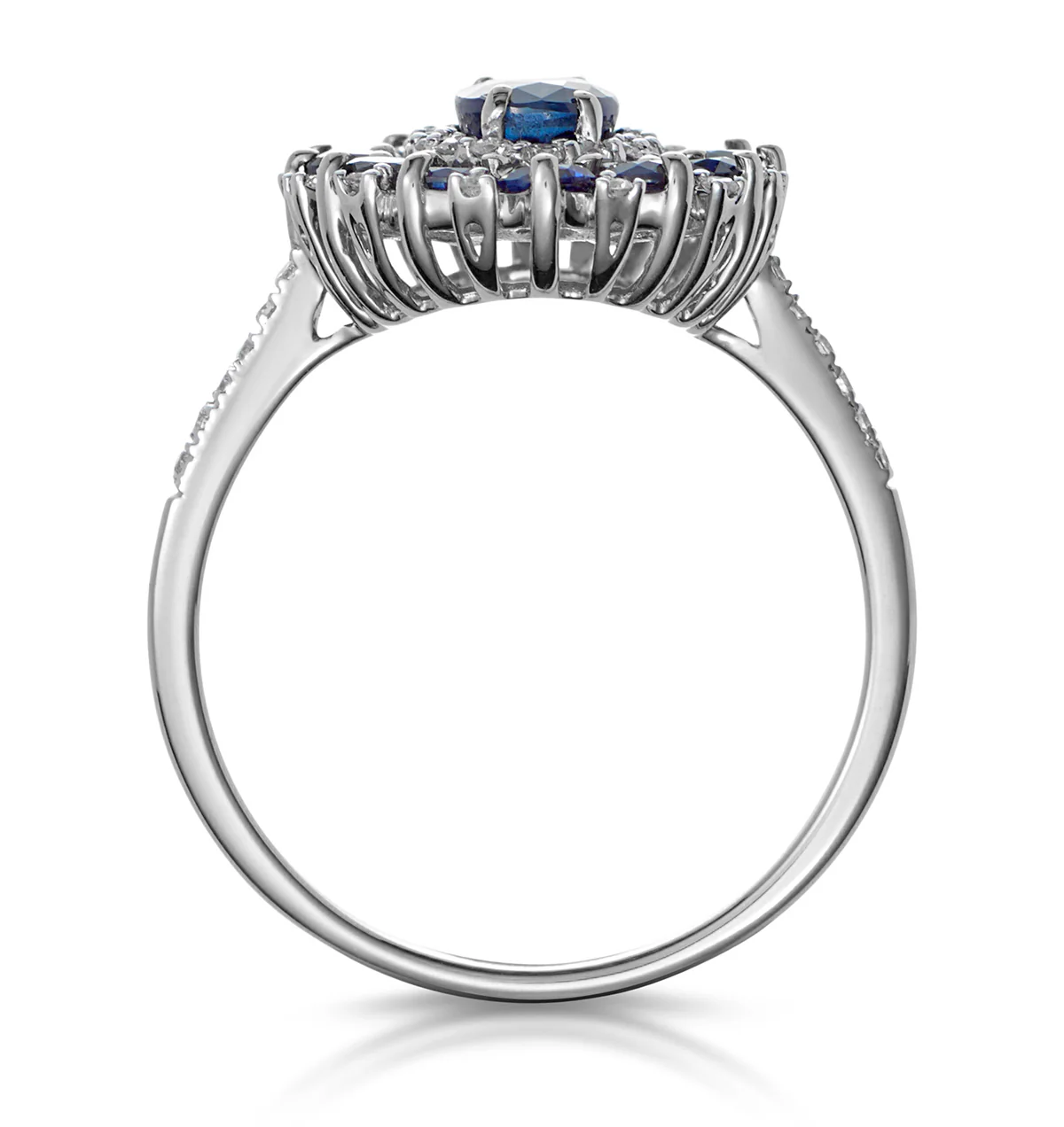 1.55ct Sapphire Asteria Diamond Halo Ring in 18K White Gold - Image 2