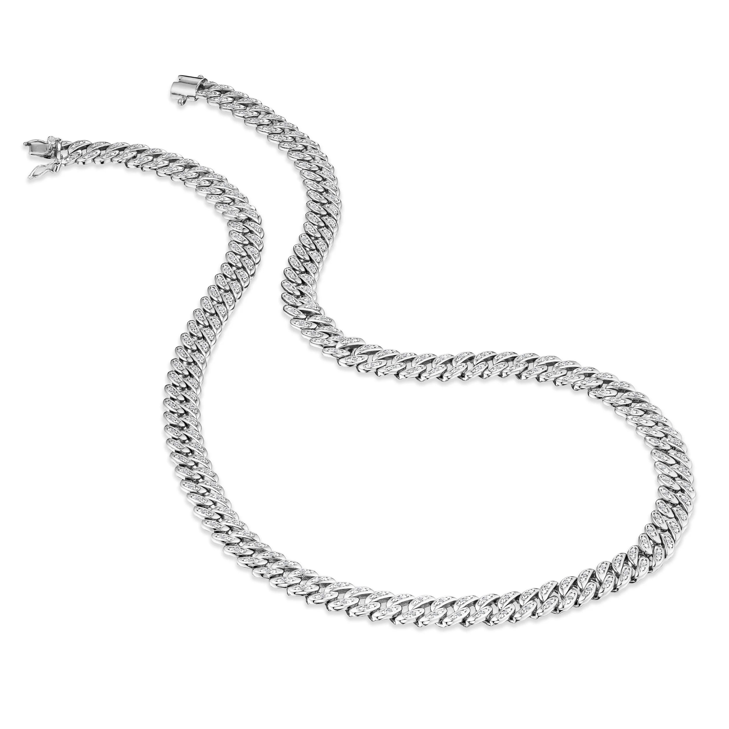 16 Inch Havana Cuban Lab Diamond Necklace 1ct Set in 925 Silver - Image 3