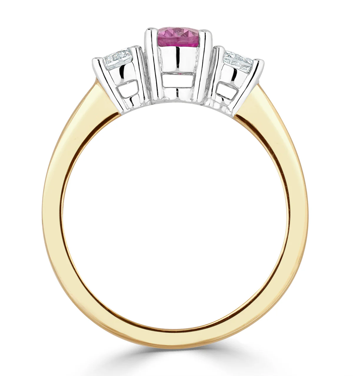 18K Gold 0.50ct H/Si Diamond and 1.00ct Pink Sapphire Ring - Image 3