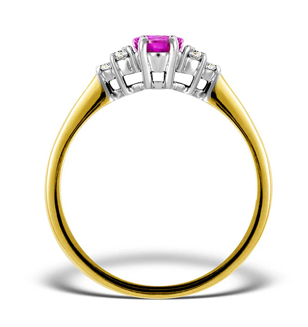 18K Gold 0.85ct Pink Sapphire and 0.12ct Diamond Ring - Image 3