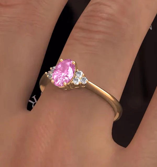 18K Gold 0.85ct Pink Sapphire and 0.12ct Diamond Ring - Image 4