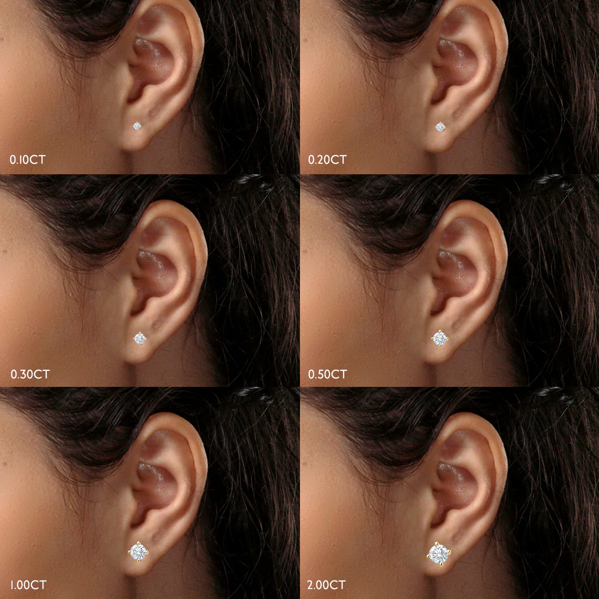 18K Gold Lab Diamond Studs Earrings 1.00CT F/VS1 Quality - 5.1mm - Image 6