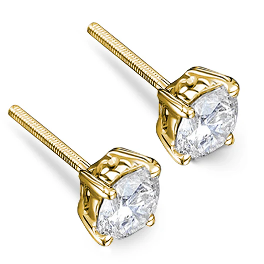 18K Gold Lab Diamond Studs Earrings 1.50CT F/VS1 Quality - 6mm - Image 3