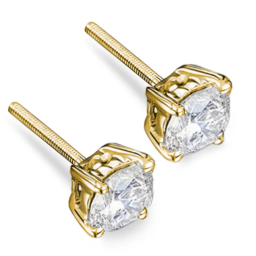 18K Gold Lab Diamond Studs Earrings 2.00CT F/VS1 Quality - 6.6mm - Image 3