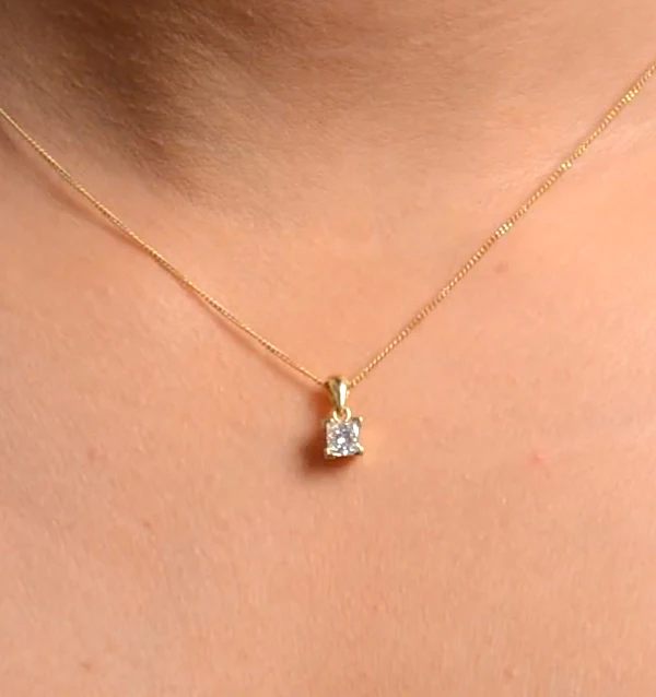 18K Gold Princess Cut Lab Diamond Pendant Necklace 0.33CT F/VS - Image 2