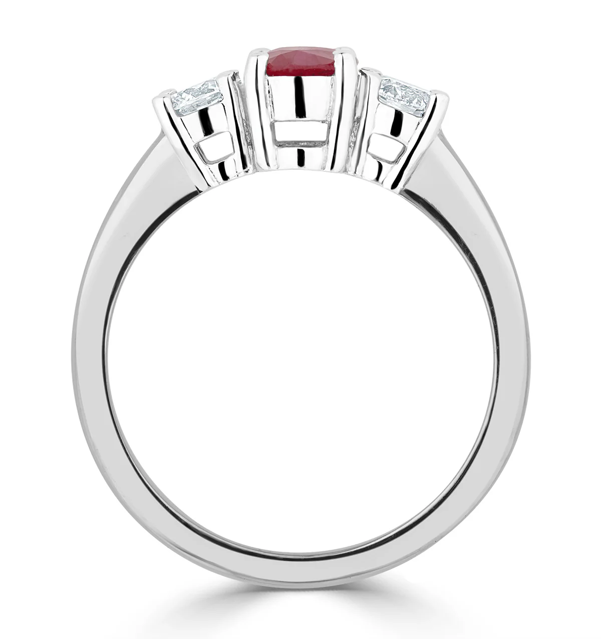 18K White Gold 0.50CT Lab Diamonds G/Vs and 1.15CT Ruby Ring - Image 3