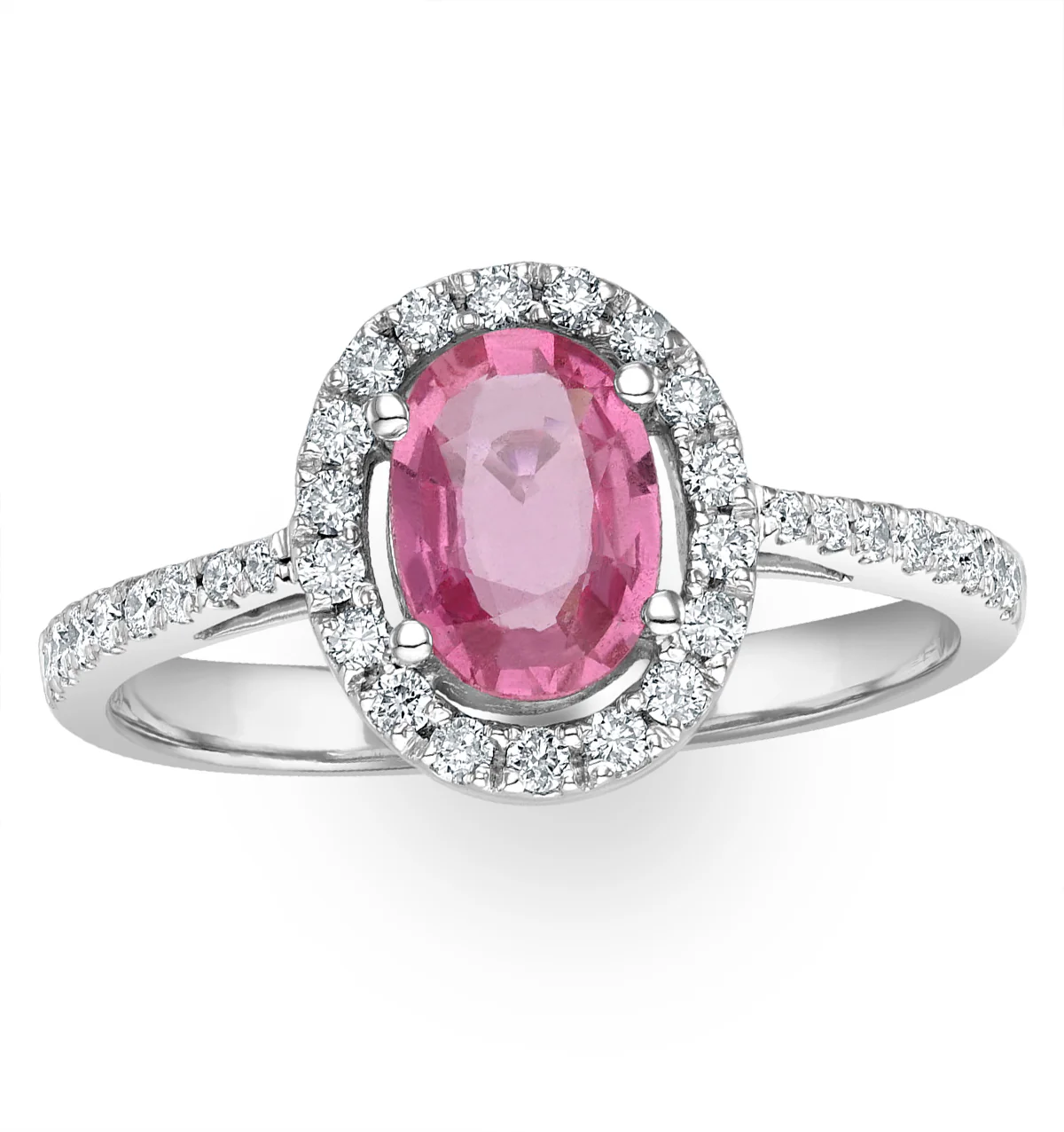 18K White Gold Diamond and Pink Sapphire Oval Ring 0.30ct - Image 2