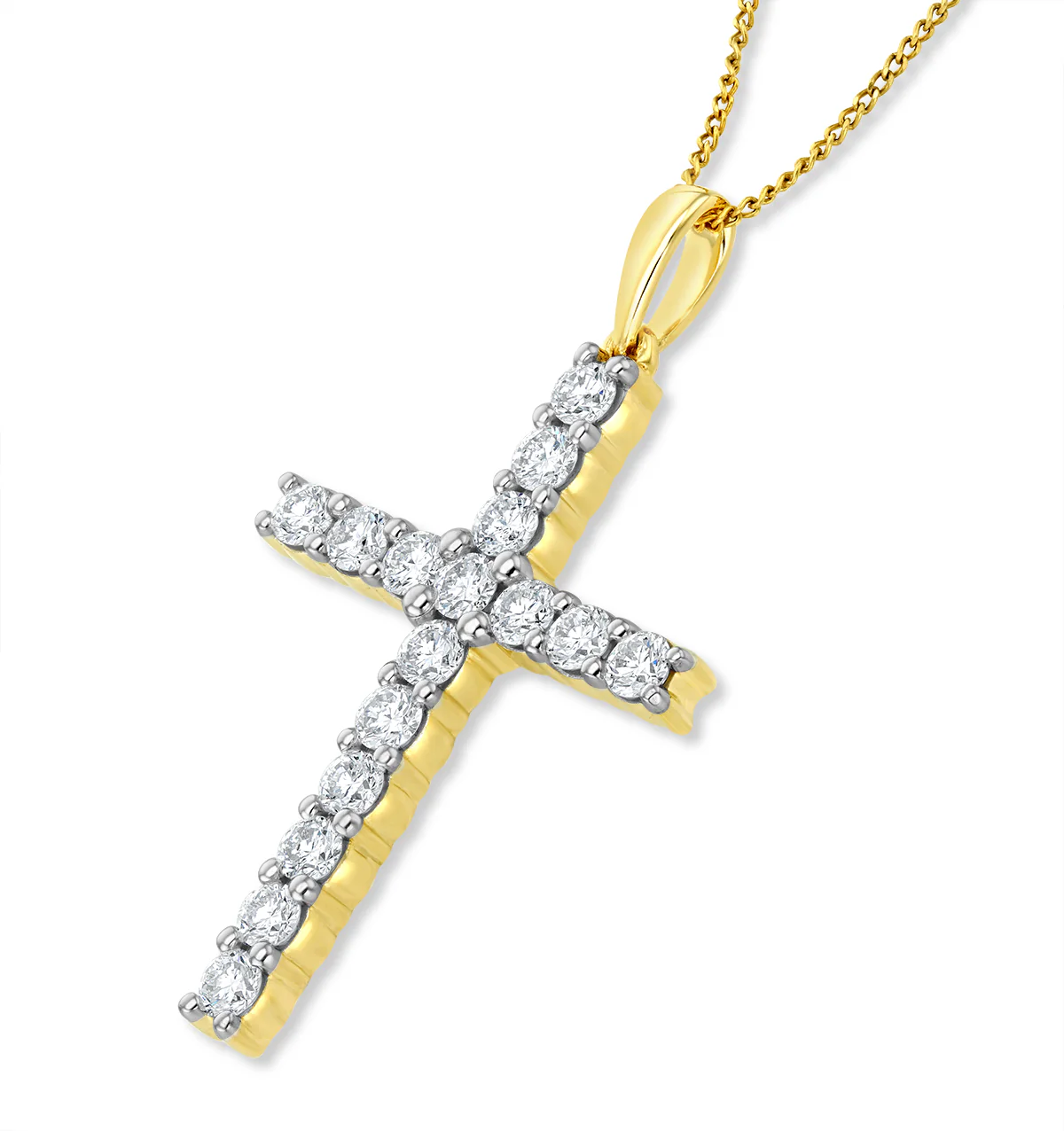 1ct Lab Diamond Cross Claw Set Necklace Pendant H/Si in 9K Gold - Image 3