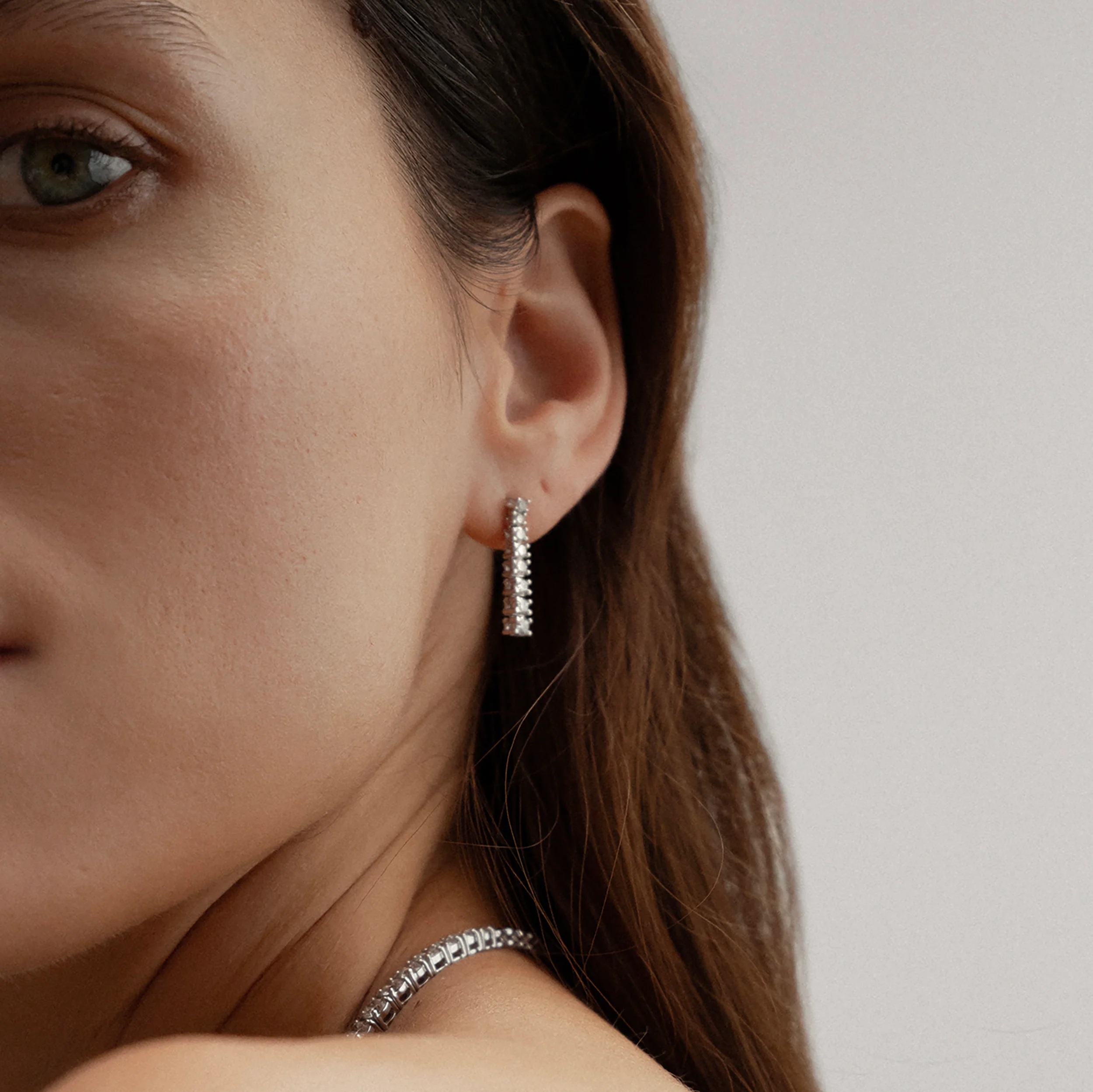 1ct Lab Diamond Life Journey Drop Earrings Set in 9K White Gold - Image 5