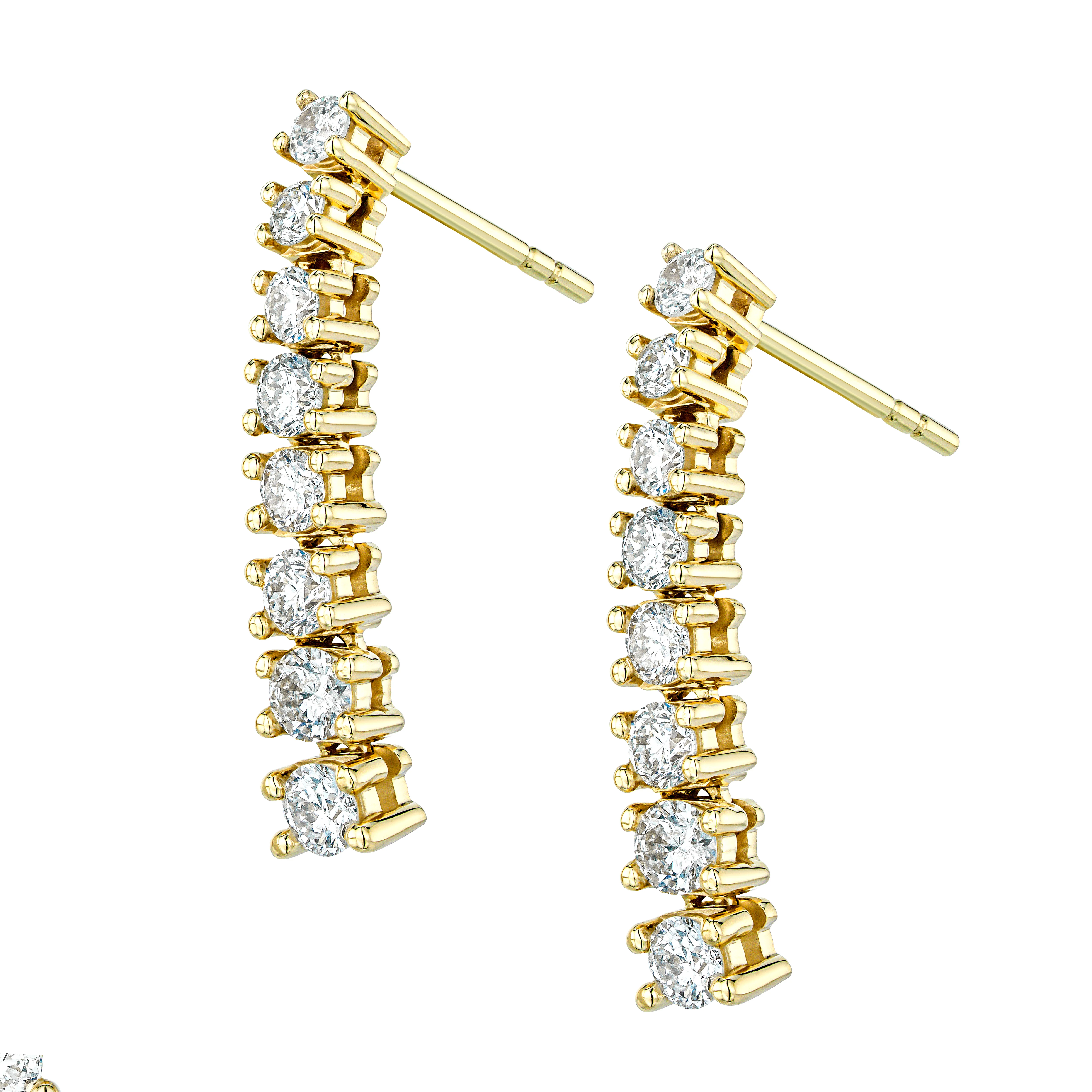 1ct Lab Diamond Life Journey Drop Earrings Set in 9K Yellow Gold - Image 2