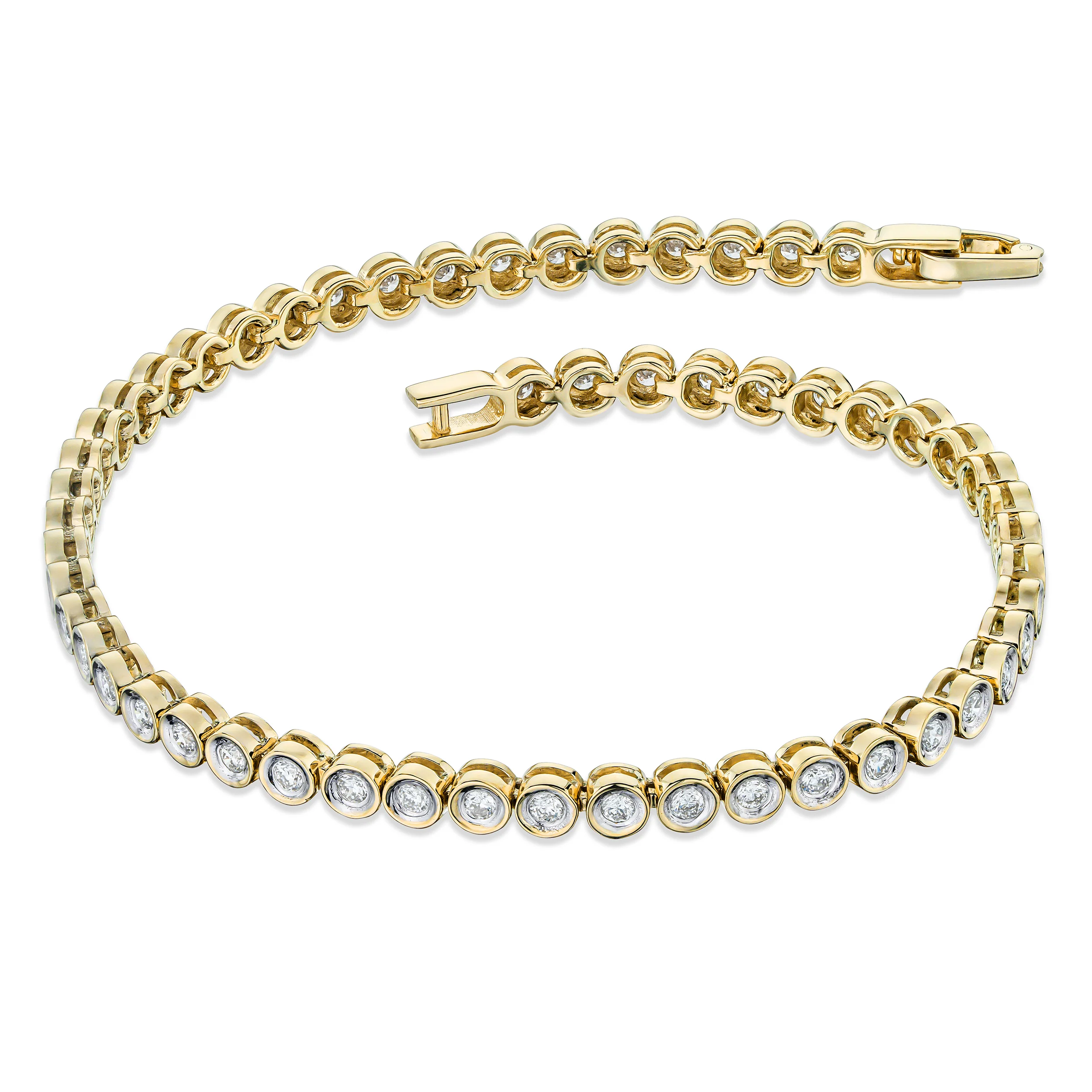 1ct Lab Diamond Tennis Bracelet Rub Over Style in 18K Gold Vermeil - Image 3