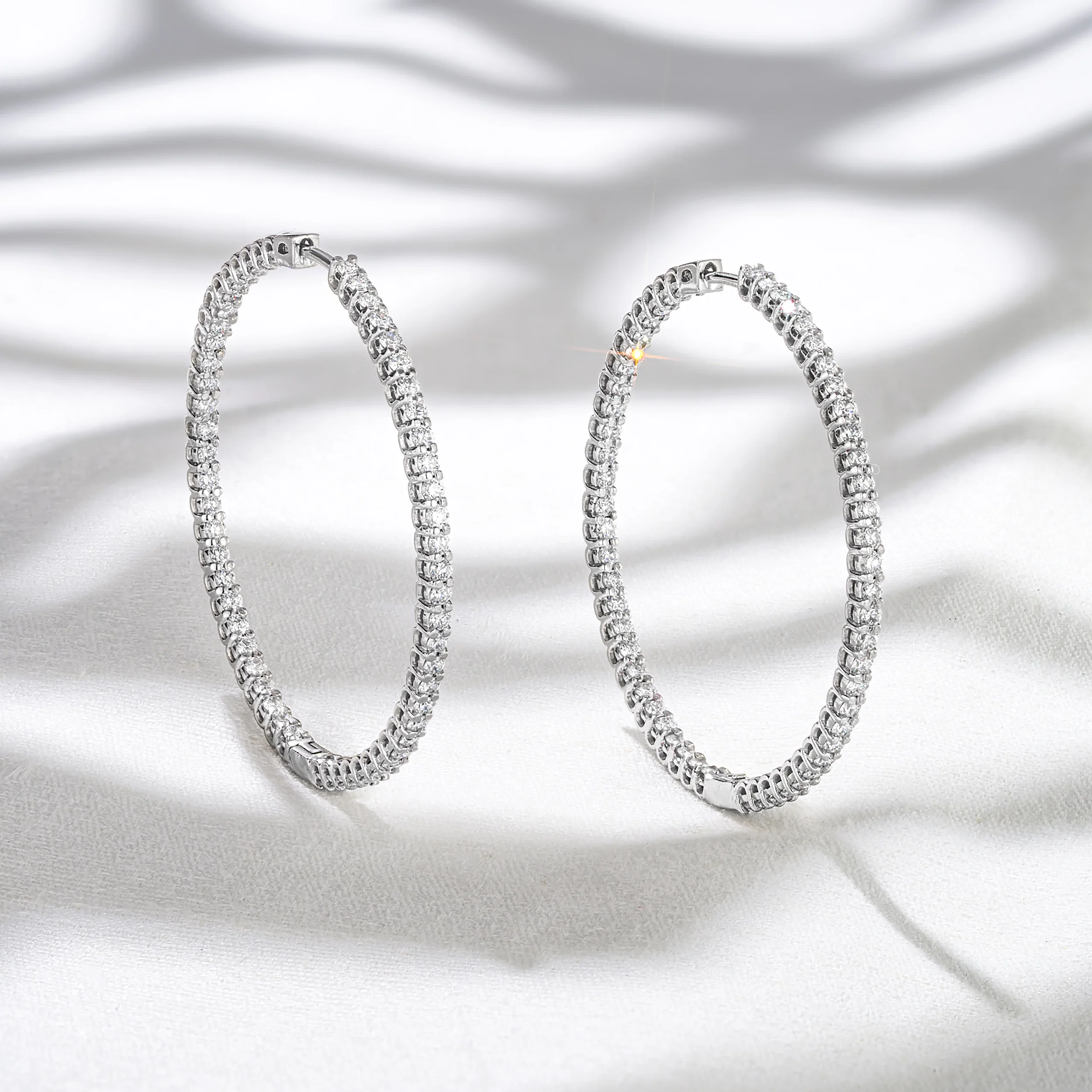 2.00ct Lab Diamond Hoop Earrings in 9K White Gold F/VS - Image 7
