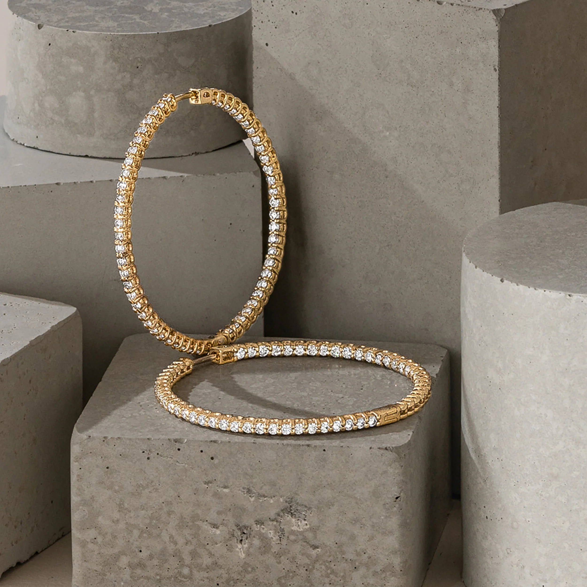 2.00ct Lab Diamond Hoop Earrings in 9K Yellow Gold F/VS - Image 6