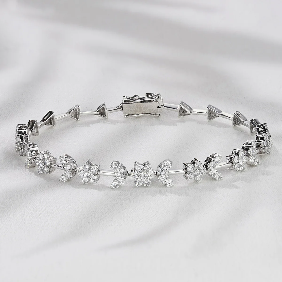 2.20ct Lab Diamond Flower Evening Bracelet in 9K White Gold H/SI - Image 4