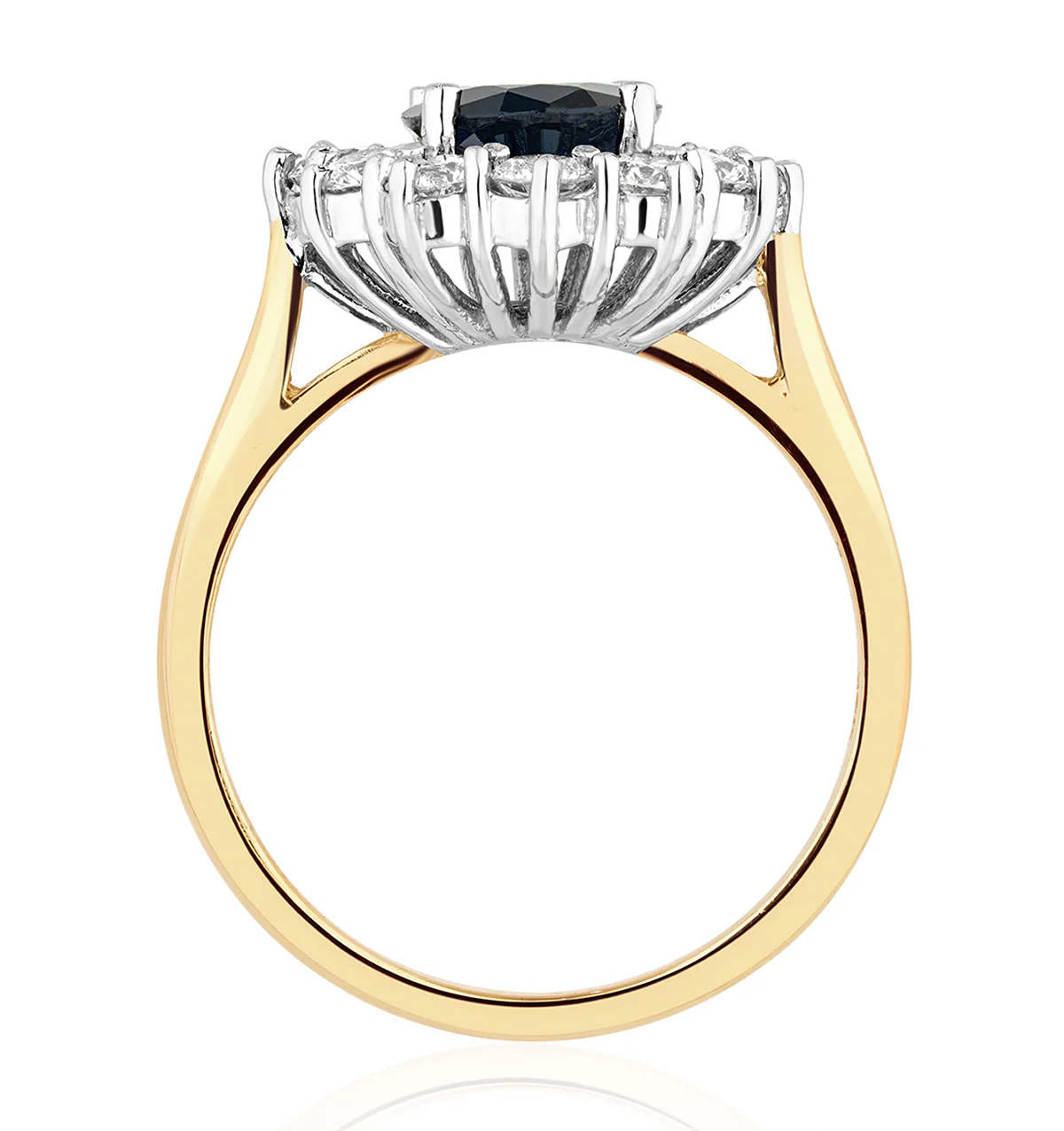 2.30ct Oval Cut Sapphire and Lab Diamond Halo Ring in 9K Yellow Gold - Image 5