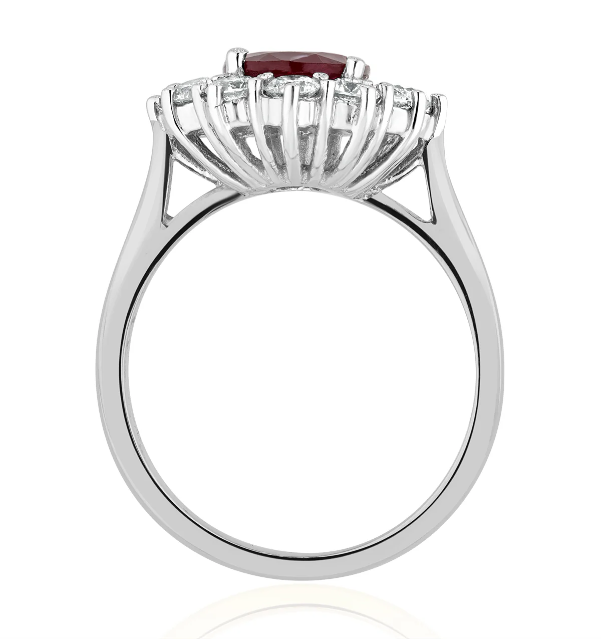 2.40ct Oval Cut Ruby and Lab Diamond Halo Ring in 9K White Gold - Image 4