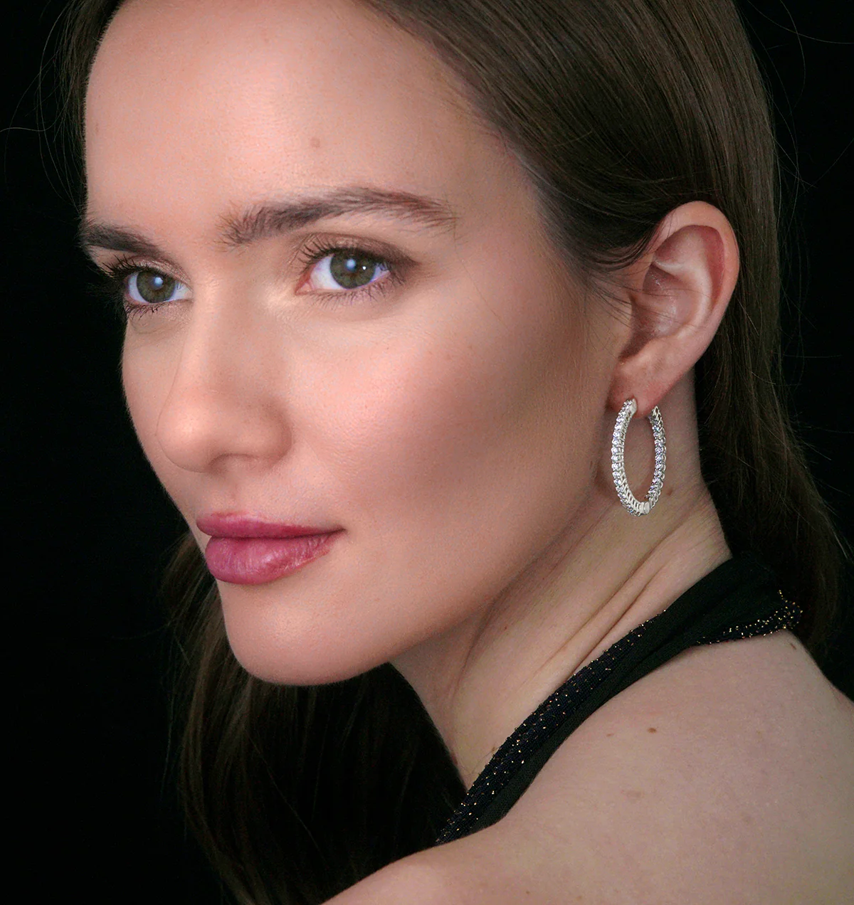 2.00ct Lab Diamond Hoop Earrings H/Si Quality in 9K White Gold - 32mm - Image 2