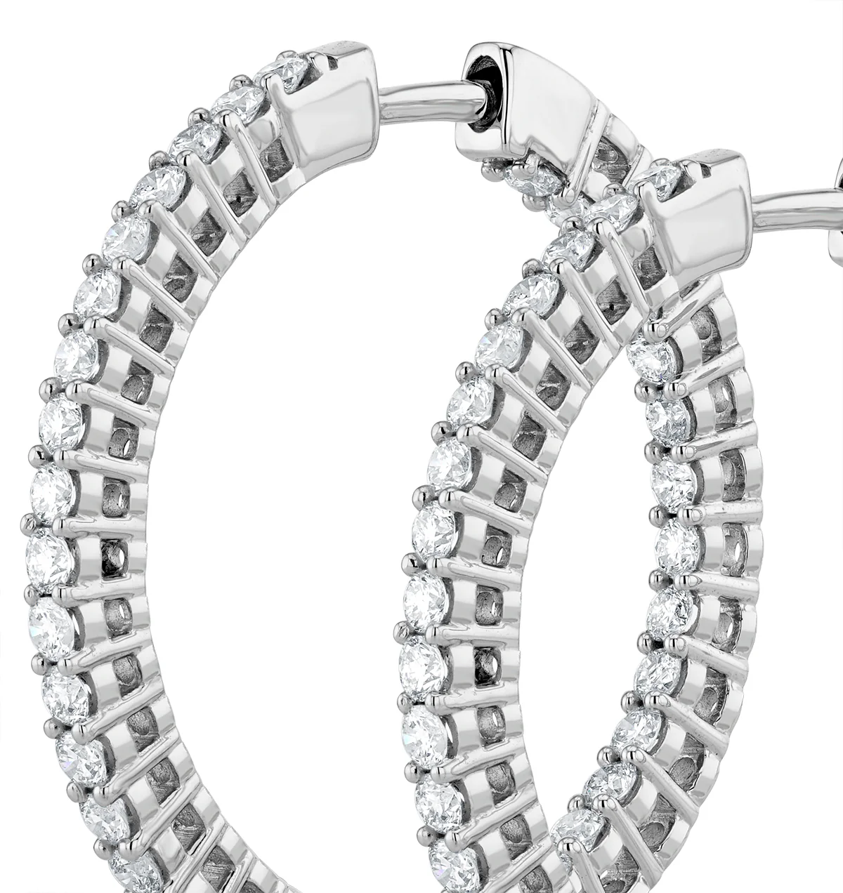 2.00ct Lab Diamond Hoop Earrings H/Si Quality in 9K White Gold - 32mm - Image 4