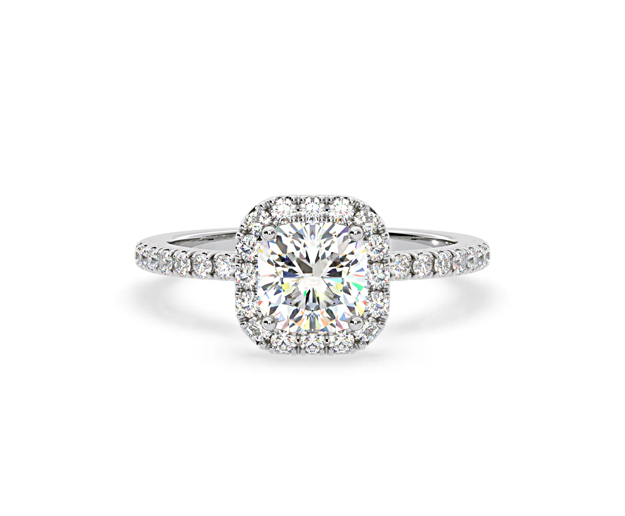 2.05ct Beatrice Lab Diamond Halo Engagement Ring 18K White Gold F/VS1 - Image 88