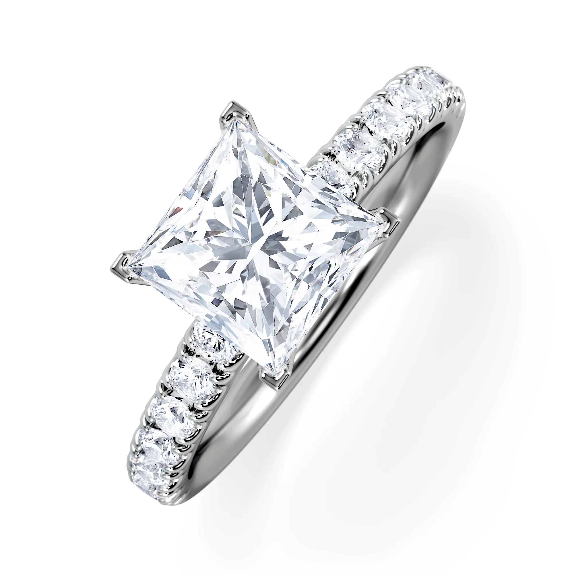 2.10ct Katerina Lab Princess Diamond Engagement Ring Platinum F/VS1