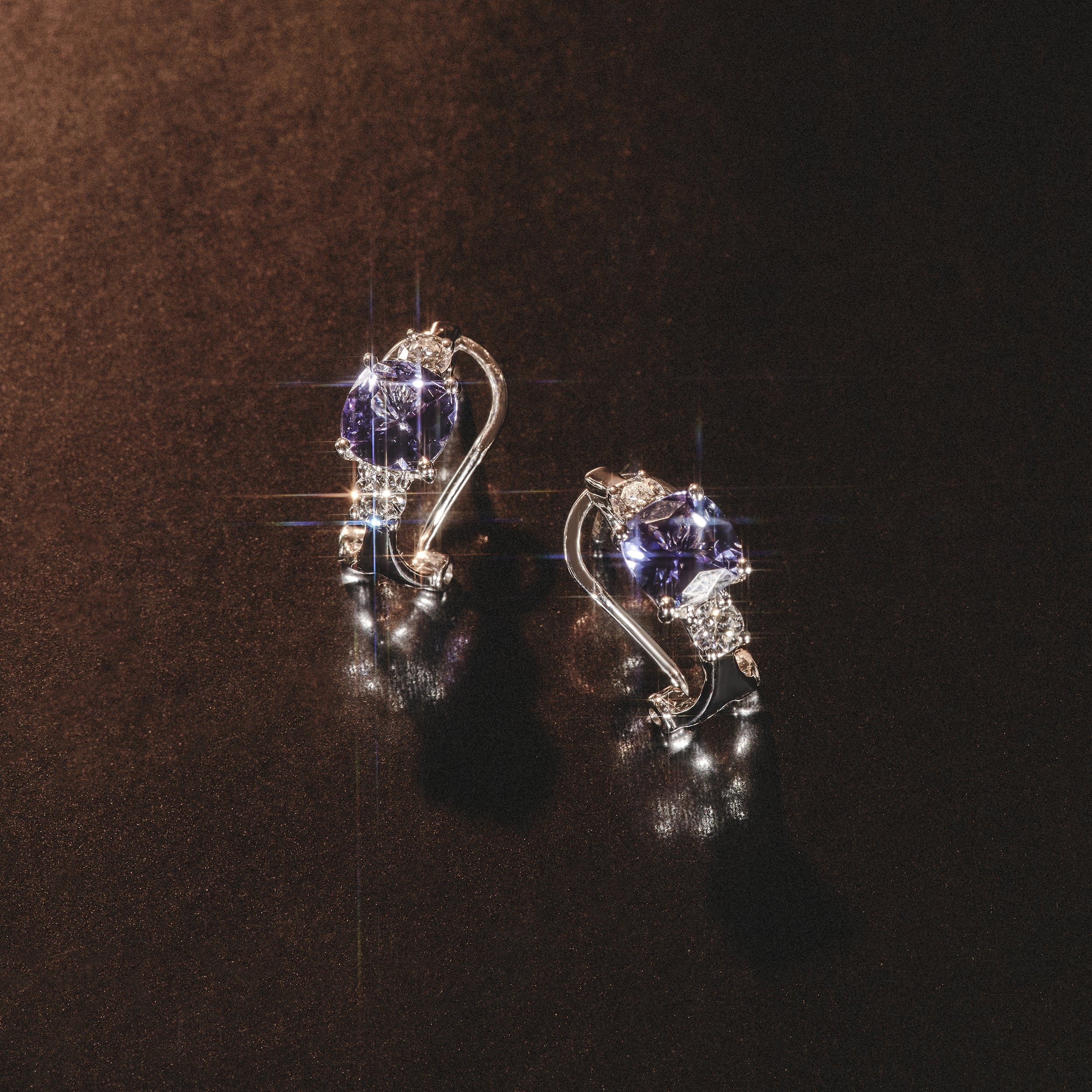 2.20ct Tanzanite Asteria Collection Diamond Earrings 18K White Gold - Image 4