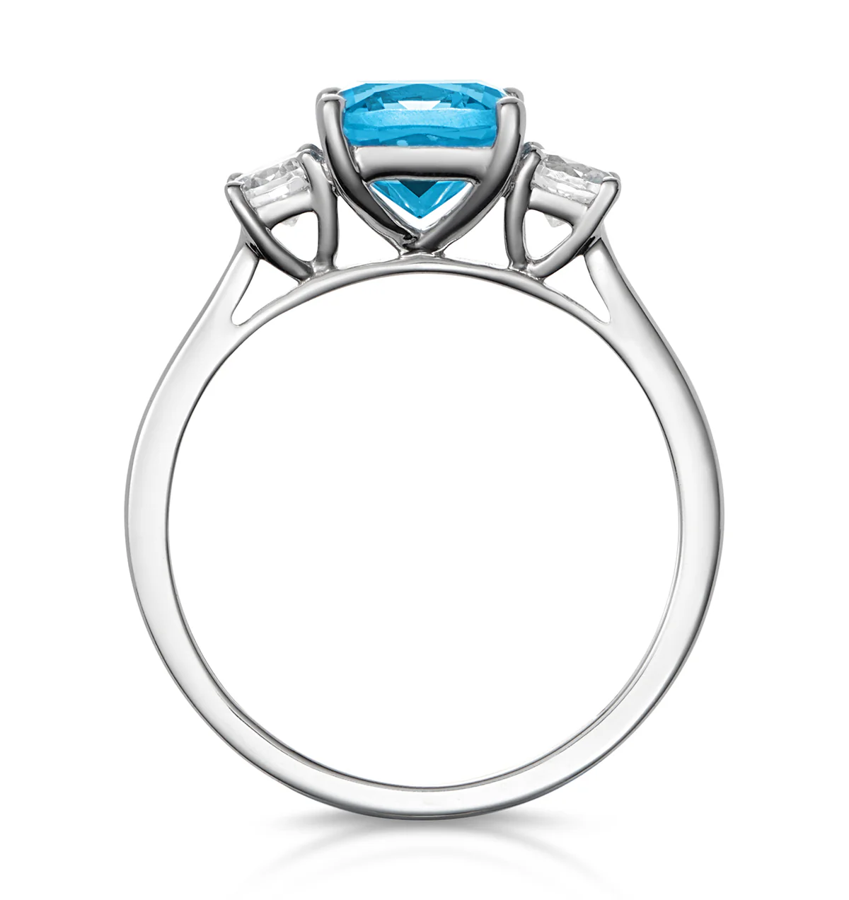 2.50ct Cushion Cut Blue Topaz Diamond Asteria Ring in 18K White Gold - Image 2
