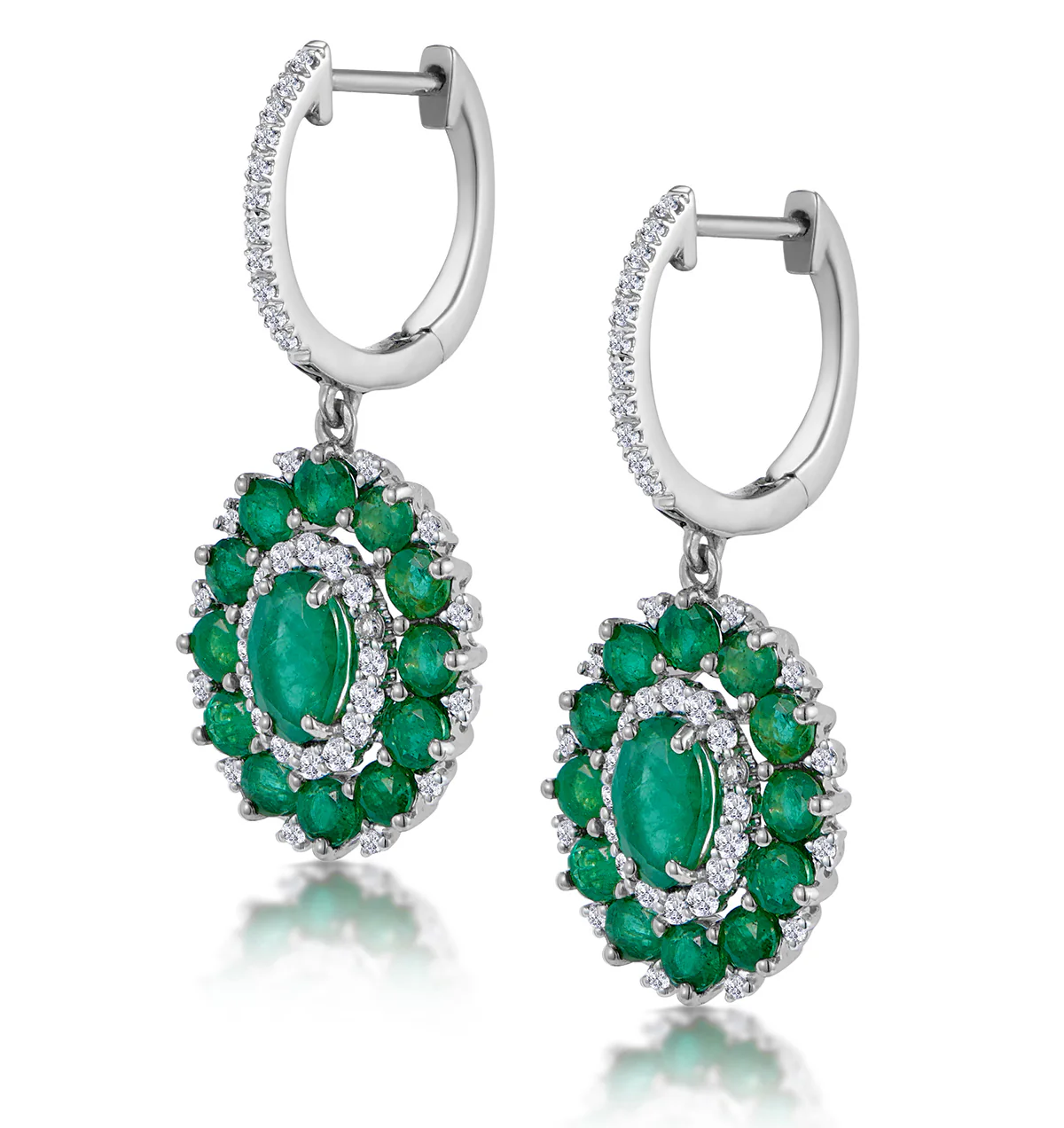 2.50ct Emerald Lab Diamond Drop Earrings in 9K White Gold - Asteria - Image 3