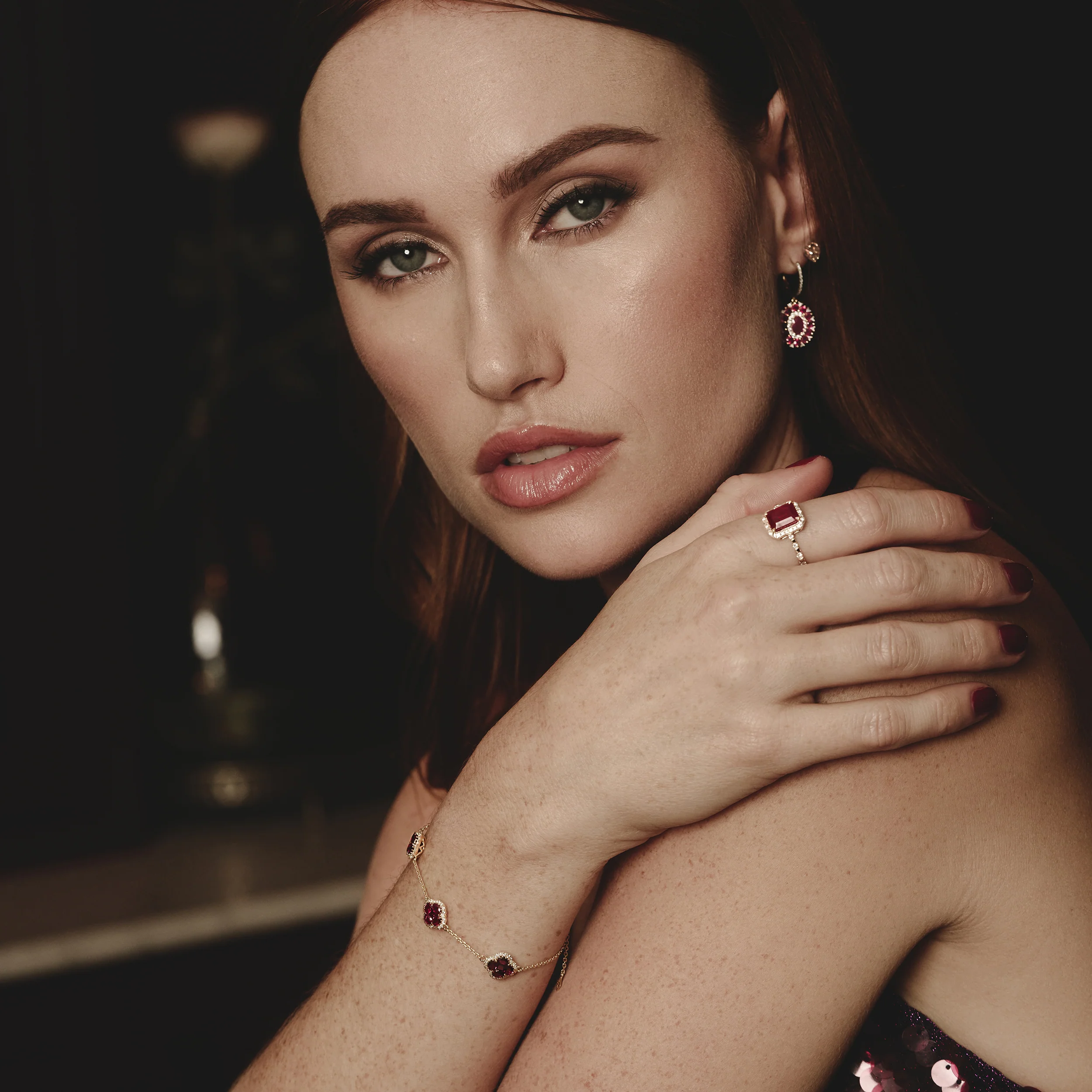 2.50ct Ruby Asteria Collection Lab Diamond Drop Earrings in 9K Gold - Image 3