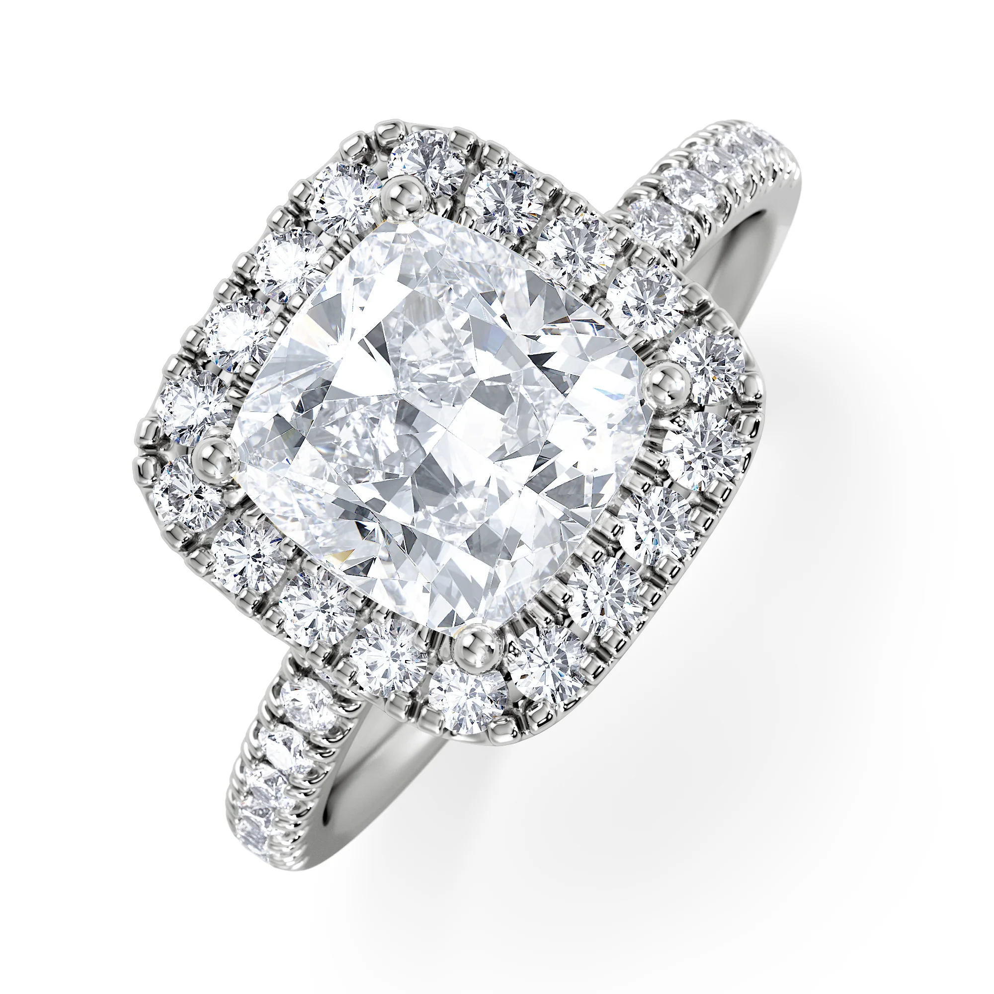 2.60ct Beatrice Lab Diamond Halo Engagement Ring 18K White Gold F/VS1