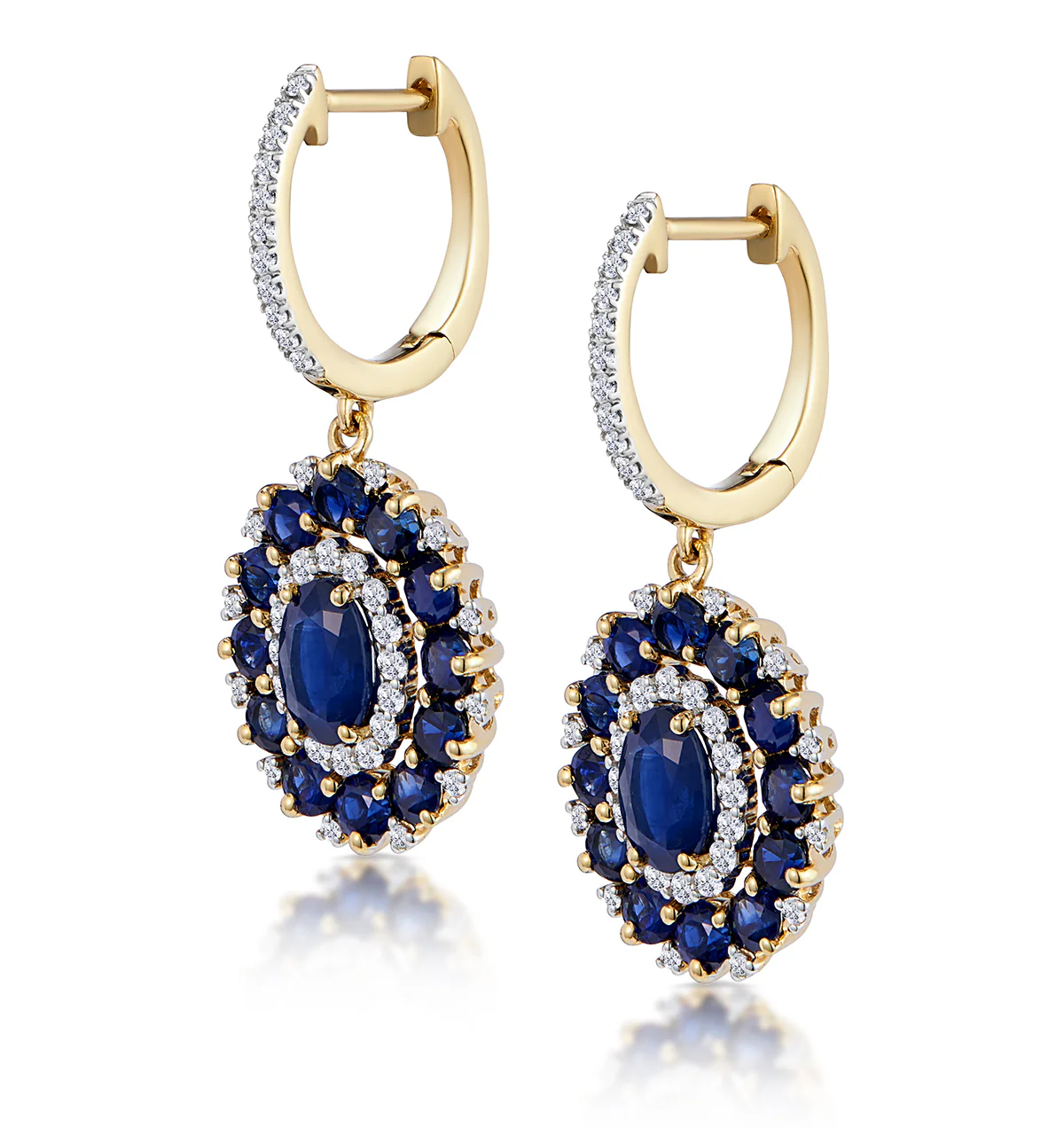 2.85ct Sapphire Asteria Collection Diamond Drop Earrings in 18K Gold - Image 2