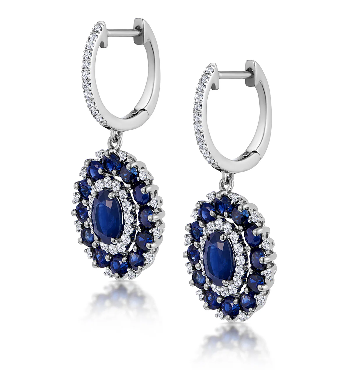 2.85ct Sapphire Asteria Diamond Drop Earrings in 18K White Gold - Image 2