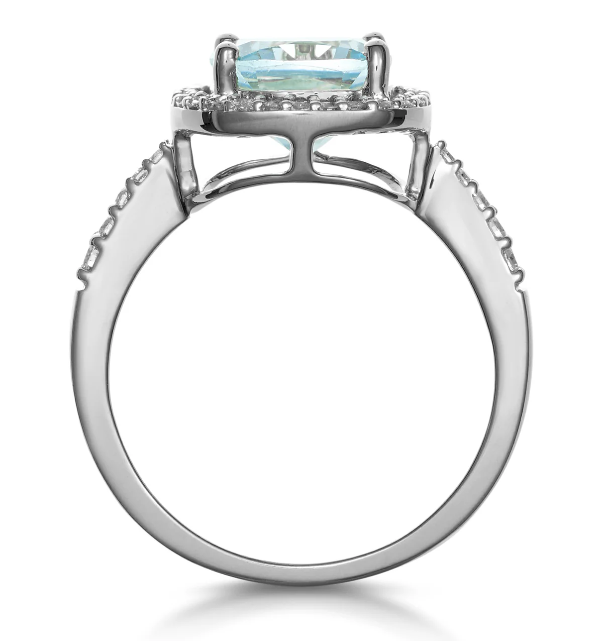 2ct Blue Topaz and Diamond Shoulders Asteria Ring in 18K White Gold - Image 3