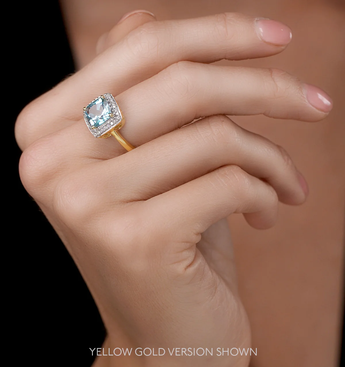 2ct Blue Topaz and Lab Diamond Ring 9K White Gold - Asteria - Image 2