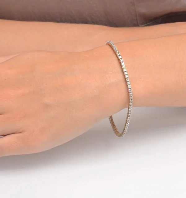 2ct Diamond Tennis Bracelet Claw Set in 9K Yellow Gold - Image 5