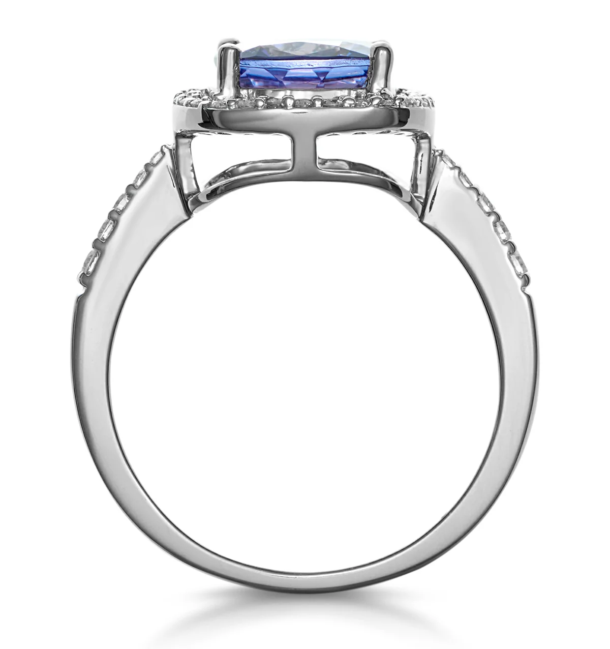 2ct Tanzanite and Diamond Shoulders Asteria Ring in 18K White Gold - Image 3
