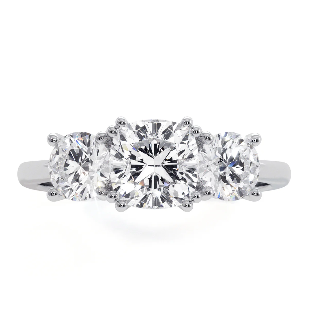 3 Stone Meghan Lab Diamond Engagement Ring 1.7CT F/VS1 in Platinum - Image 3