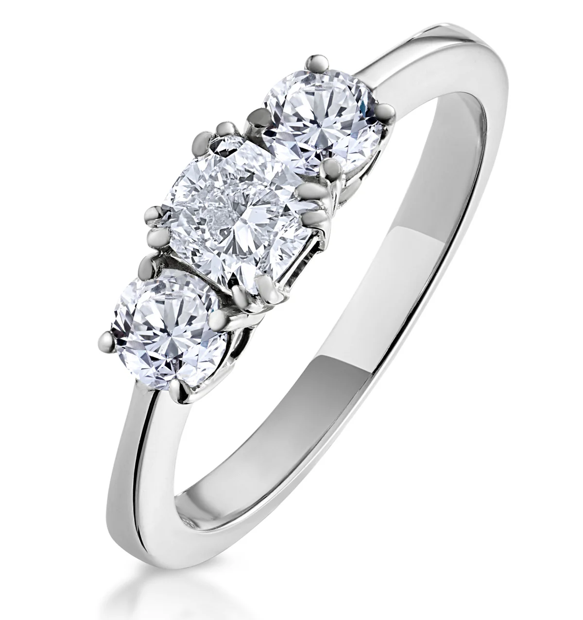 3 Stone Meghan Lab Diamond Engagement Ring 1CT F/VS1 in 18K White Gold